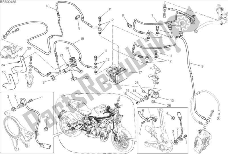 Todas as partes de Sistema De Freio Antitravamento (abs) do Ducati Monster 1200 S Stripes 2015
